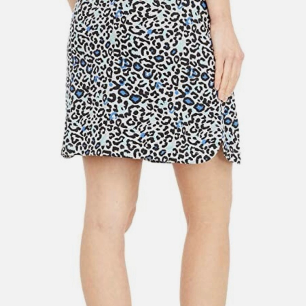Blue Leopard Print Drawstring Mini Skirt - Picture 3 of 7